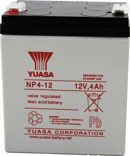 Yuasa NP4-12 Bleiakku 12V 4Ah Blei-Vlies AGM Schwarz B/H/T: 90 x 106 x 70 mm mit 4,8 mm Flachstecker wartungsfrei - Bild 1