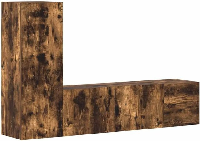 vidaXL 3-teiliges TV-Schrank-Set aus Holzwerkstoff in Räuchereiche, Braun, Wandmontage für dein Wohnzimmer - Bild 1