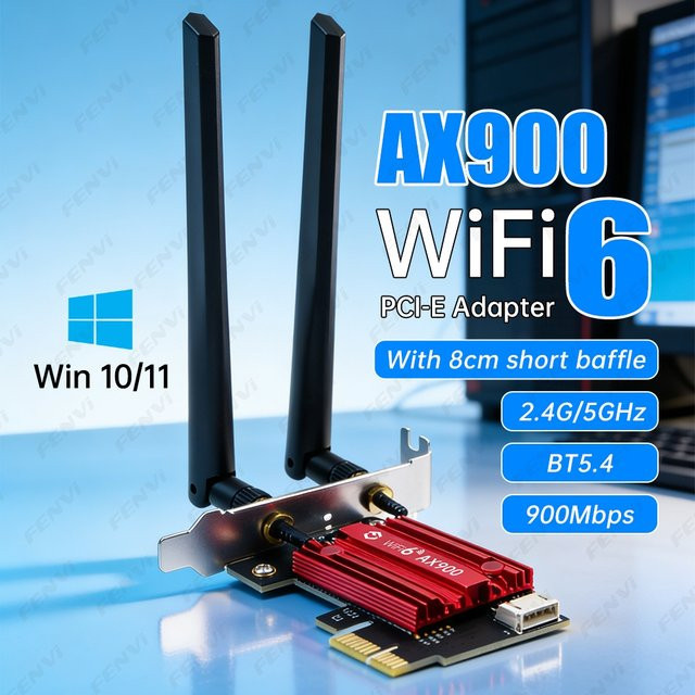 Fenvi WiFi 6 AX900 PCIe-Netzwerkkarte mit Bluetooth 5.4, Dualband 2,4 GHz/5 GHz, 900 Mbit/s, Low Profile Bracket für Windows 10/11 - Bild 1