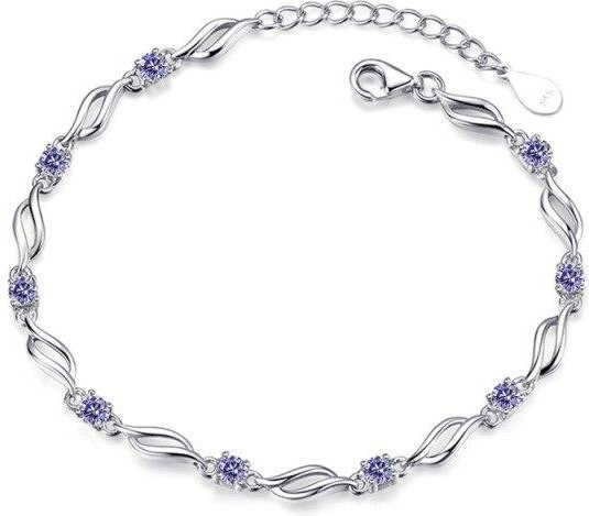 Armband 925 Silber, Zirkonia, violett, Damen - Bild 1