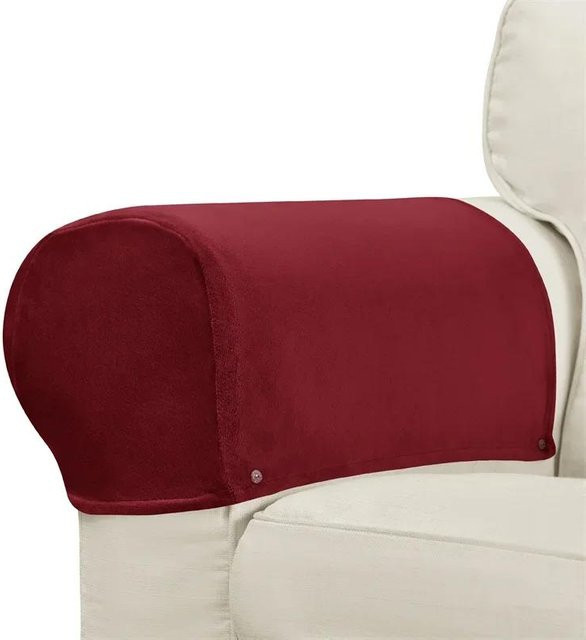 Yiran Furniture Sesselbezüge aus weichem Samt in Rot, 2er-Set rutschfester Armlehnenbezug für dein Sofa - Bild 1