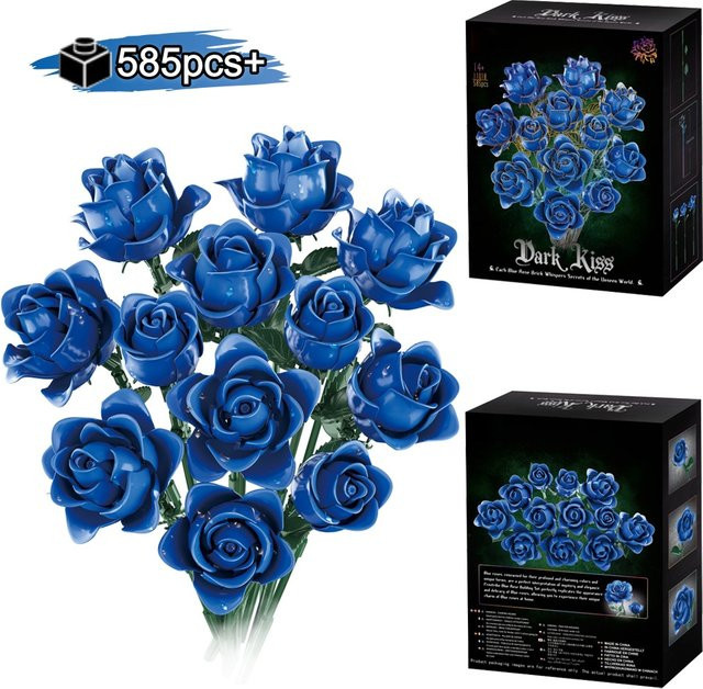 FUNXINEE Blaues Rosenstrauß-Bausteinset, 585 Teile, ab 14 Jahren - Bild 1
