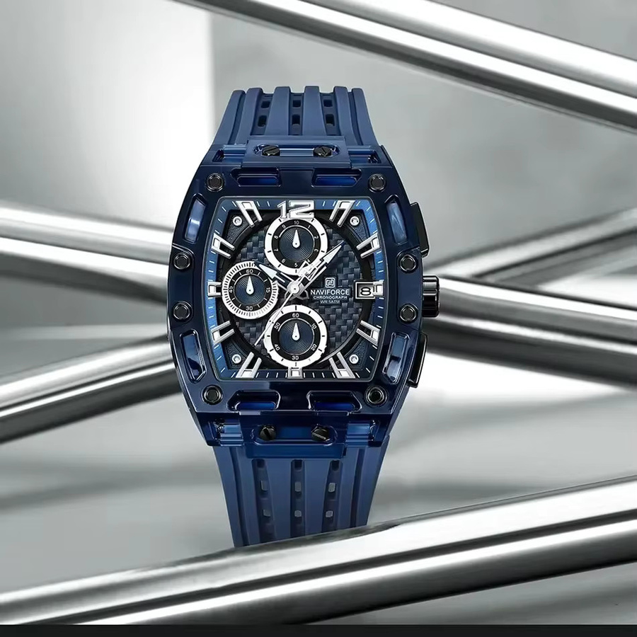NAVIFORCE Armbanduhr Chronograph, Quarz, Silikon, Schwarz, Herren - Bild 4