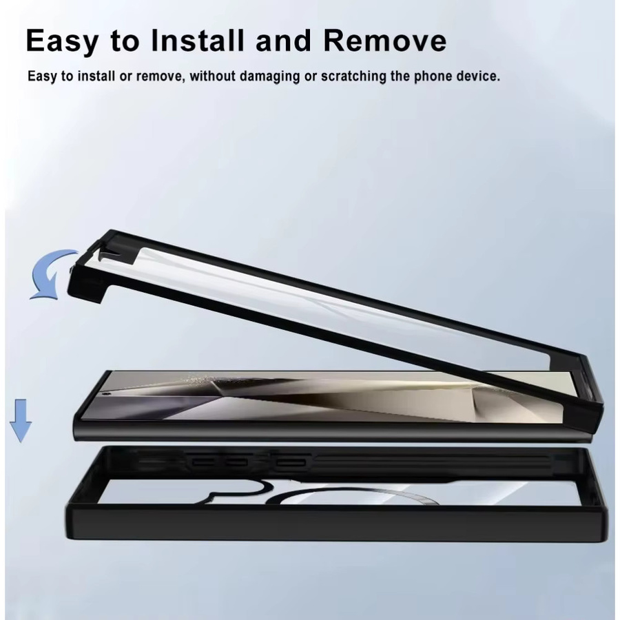 Magnetische transparente Schutzhülle mit Displayschutz für Samsung Galaxy S22 S23 S24 S25 S26 Ultra Plus A16 A26 A56 in Schwarz - Bild 2