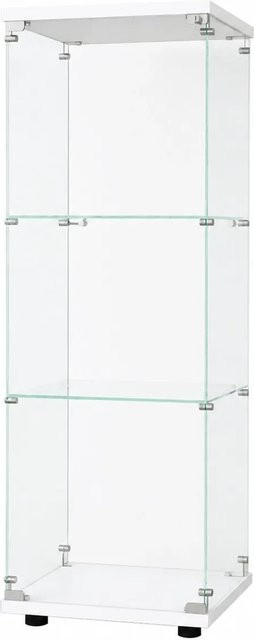 PXloue Vitrine in Weiß mit Glastüren und Schloss, 3-stöckig, modern für Wohnzimmer und Esszimmer, B/T/H: 36,0 x 36,0 x 125,0 cm - Bild 1