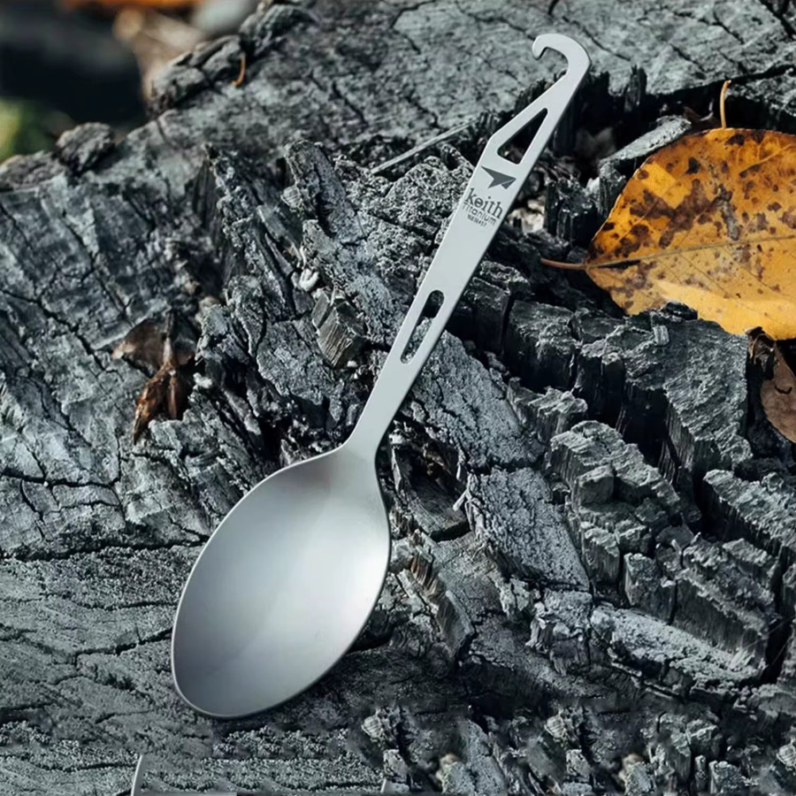 Keith Multifunktionaler Titan Spork Ti5311 Ultraleichtes Campingbesteck mit Flaschenöffner für Outdoor, Wandern und Picknick - Bild 2