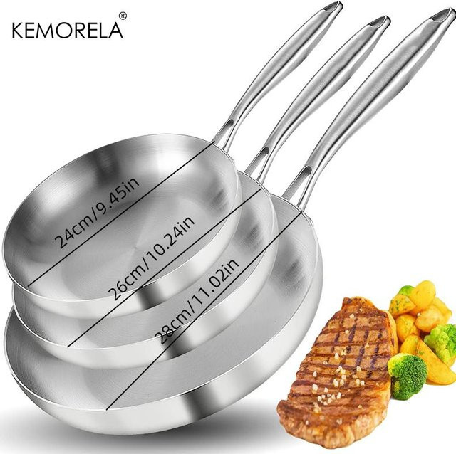 Yiran Furniture Wok-Pfanne aus 5-lagigem 304 Edelstahl, Antihaftbeschichtet, Silber, Dicke: 2 mm - Bild 1