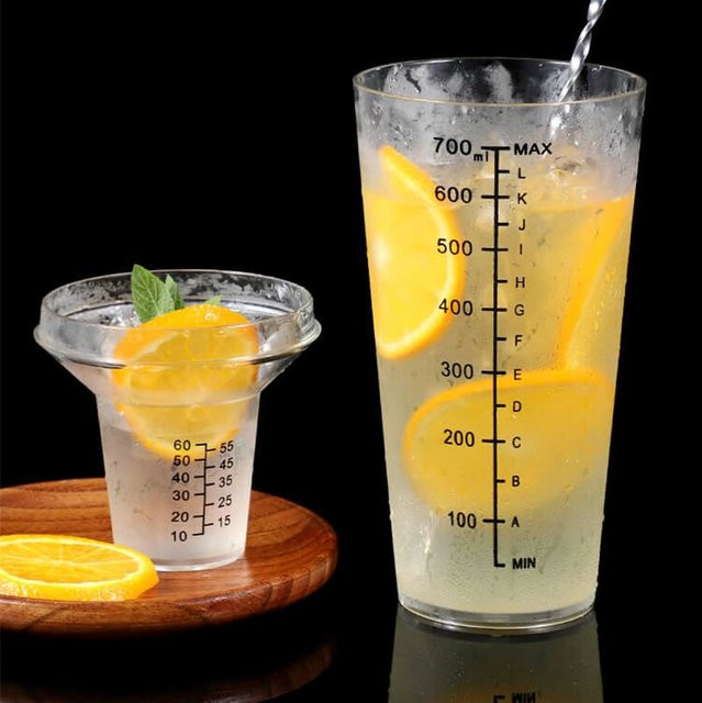 Aixiangru Boston Shaker aus Kunststoff in Transparent mit 700 ml und Skalenlinien - Bild 1