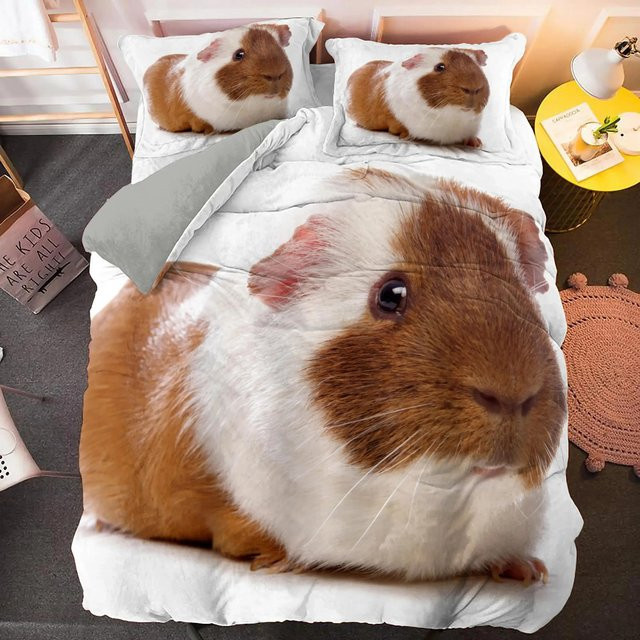 Lodestar Bettwäscheset Meerschweinchen 3D Design mit Bettbezug und Kissenbezügen aus Polyester in Weiß, B/H: 70 x 133 cm - Bild 1