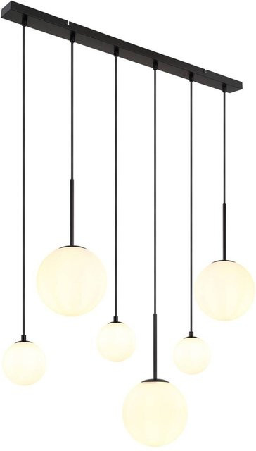 GLOBO Pendelleuchte Schwarz aus Metall und Glas mit 3 E27 Fassungen, B: 20 cm, H: 117 cm, T: 91 cm - Bild 1