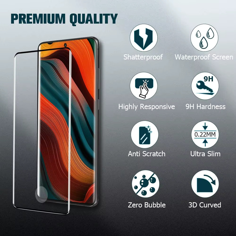 Gebogene Displayschutzfolien aus gehärtetem Glas für Samsung Galaxy S26 S25 S24 S23 S22 S21 S20 Note 20 Note 10 Ultra S10e transparent mit Fingerabdrucksensor-Kompatibilität - Bild 2