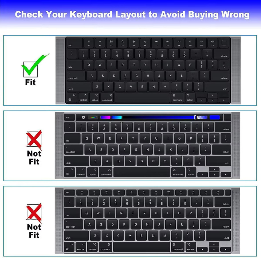 Silikon-Tastaturschutz für Apple MacBook Pro 14 und 16 sowie MacBook Air 13 und 15, Transparent, US- und EU-Layout verfügbar - Bild 2