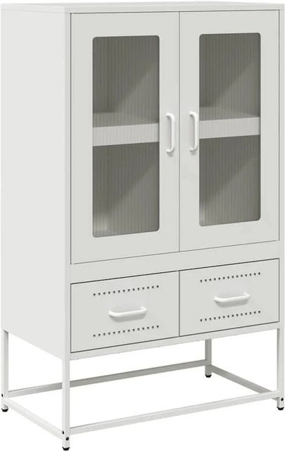 vidaXL Highboard aus kaltgewalztem Stahl in Weiß mit Türen und Schubladen, B/T/H: 68 x 39 x 111,5 cm - Bild 1