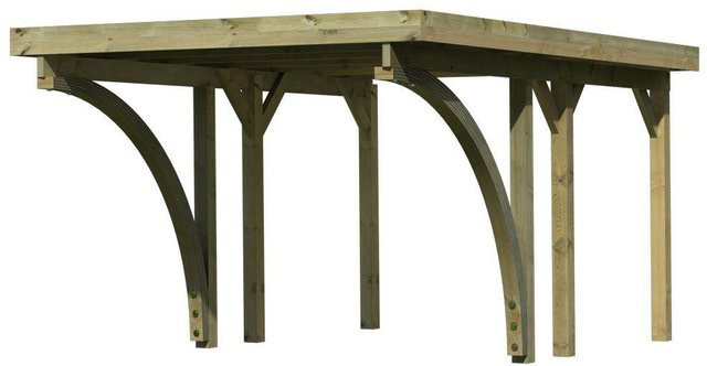 Karibu Einzelcarport Classic 1 Variante C mit zwei Einfahrtsbögen in Natur-Grün, B/T: 273 x 284,5 cm - Bild 3