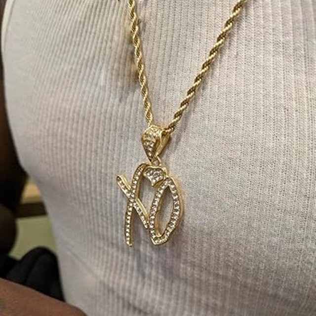 XO Buchstaben-Anhänger-Halskette, Zirkonia, Gold, Unisex - Bild 1