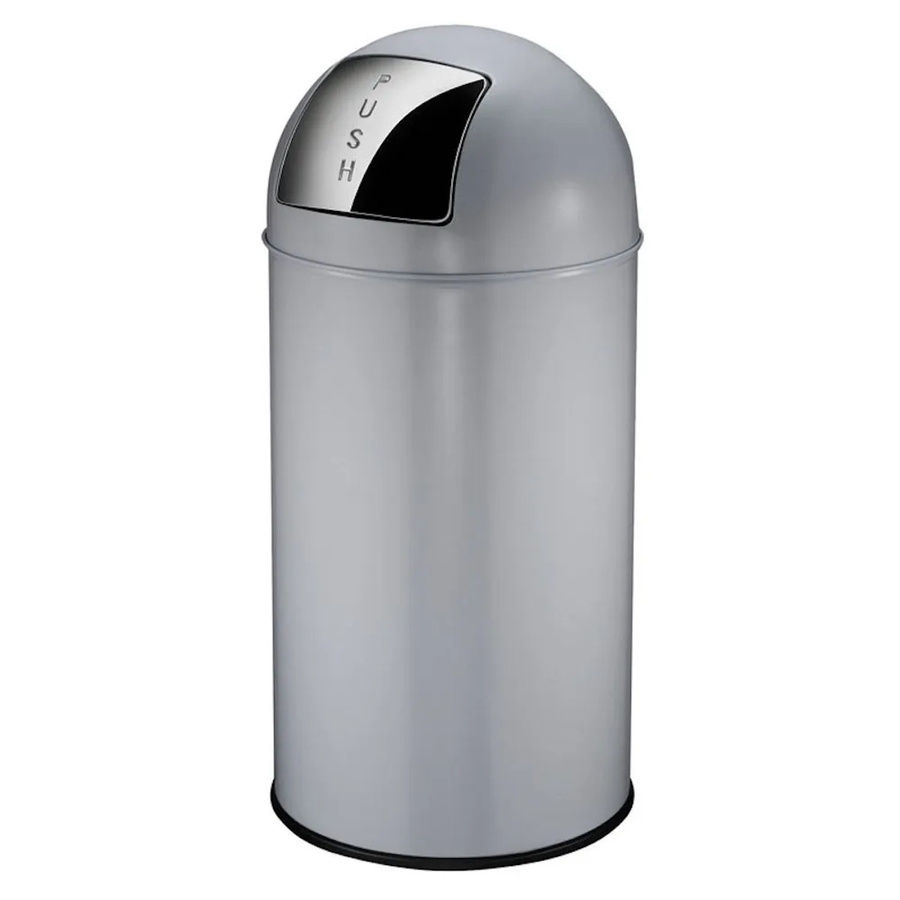 PROREGAL Abfallbehälter aus Metall mit Pushdeckel und Inneneimer, Grau, H x B x T: 74 x 34 x 34 cm - Bild 2