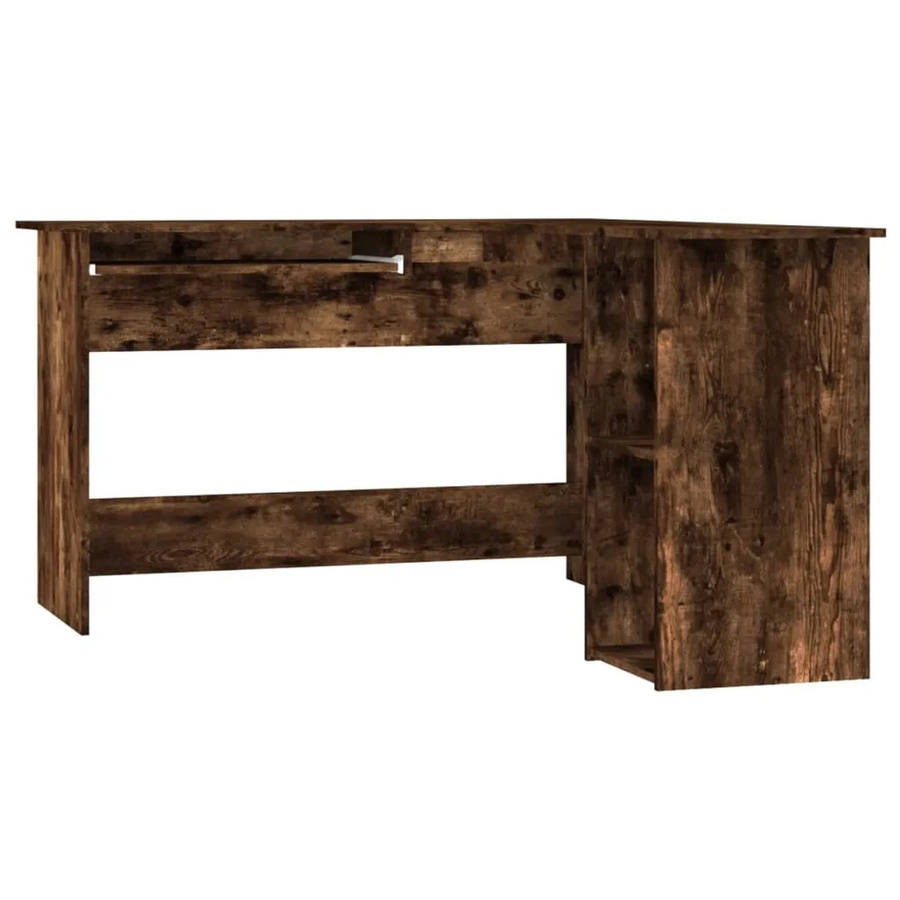 vidaXL Eckschreibtisch in Räuchereiche, moderner Schreibtisch aus Holzwerkstoff, Farbe: Braun, B/T/H: 120 x 140 x 75 cm - Bild 2