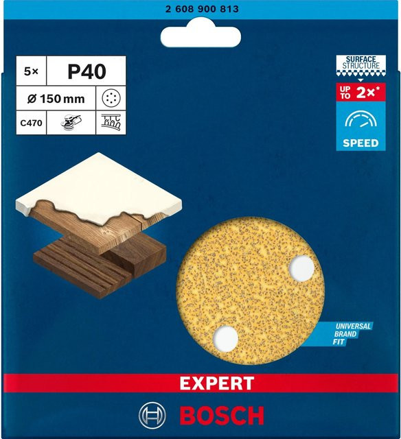 Bosch Expert Exzenterschleifpapier C470 gelocht Körnung 40 Durchmesser 150 mm 5 Stück - Bild 2