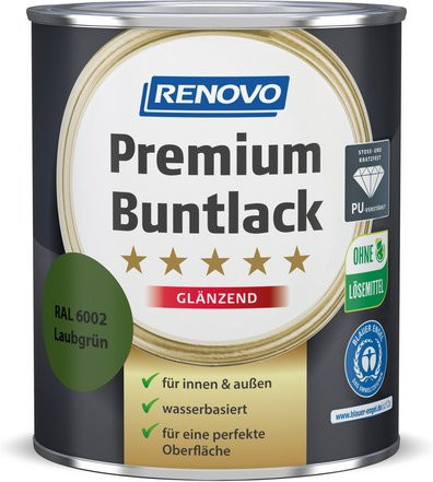 RENOVO Buntlack für Holz in Grün, wasserbasiert, glänzend und lebensmittelecht, 0,75 l - Bild 1