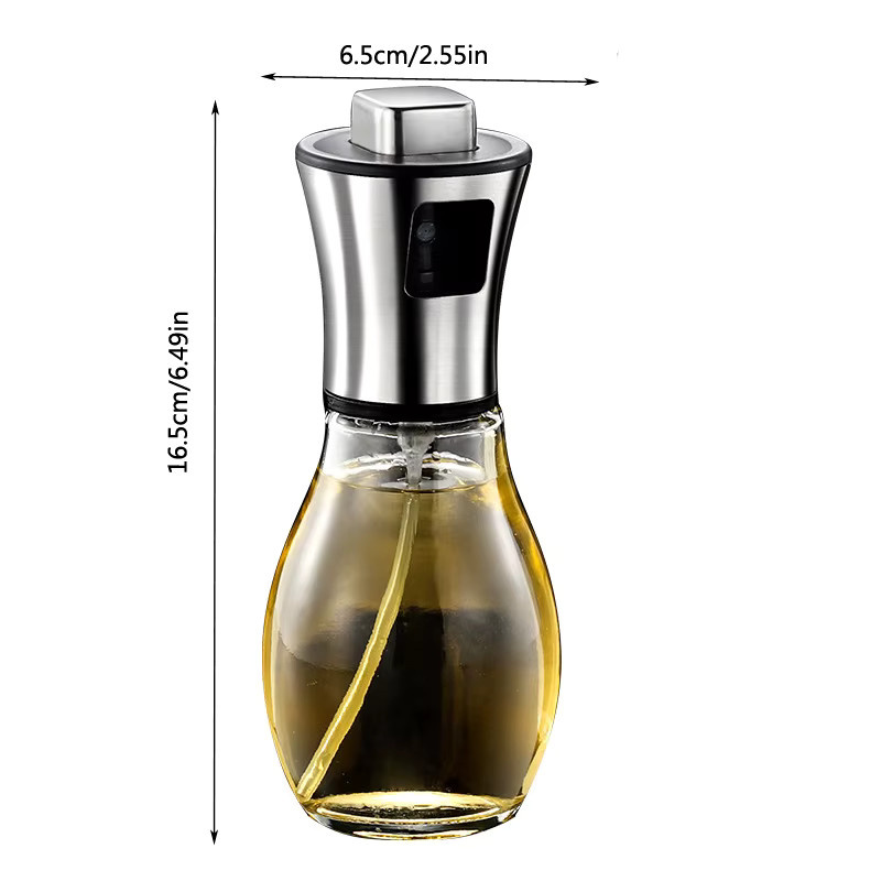 FSMHOME Multifunktions Öl Spray Flasche aus Glas für Kochen, Grillen und Heißluftfritteusen, Höhe: 16,5 cm, Durchmesser: 6,5 cm - Bild 4