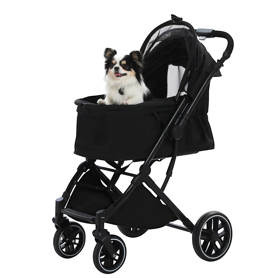 PAWZ Road Faltbarer Haustier-Kinderwagen für Hunde und Katzen in Grau mit Ein-Klick-Faltmechanismus, umkehrbarem Griff und Zubehör - Bild 8