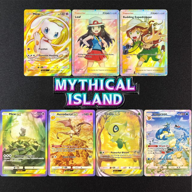 Bandai Pokémon TCG Pocket English Mythical Island Mew Aerodactyl Vaporeon Celebi Leaf, Spielkartensammlung - Bild 1