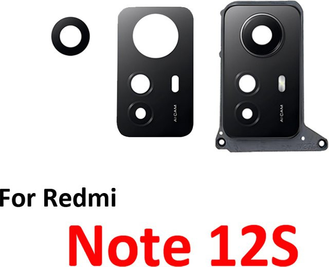 Xiaomi Redmi Note 12S Ersatz Rückkamera-Objektivglas mit Rahmenabdeckung in Schwarz - Bild 1