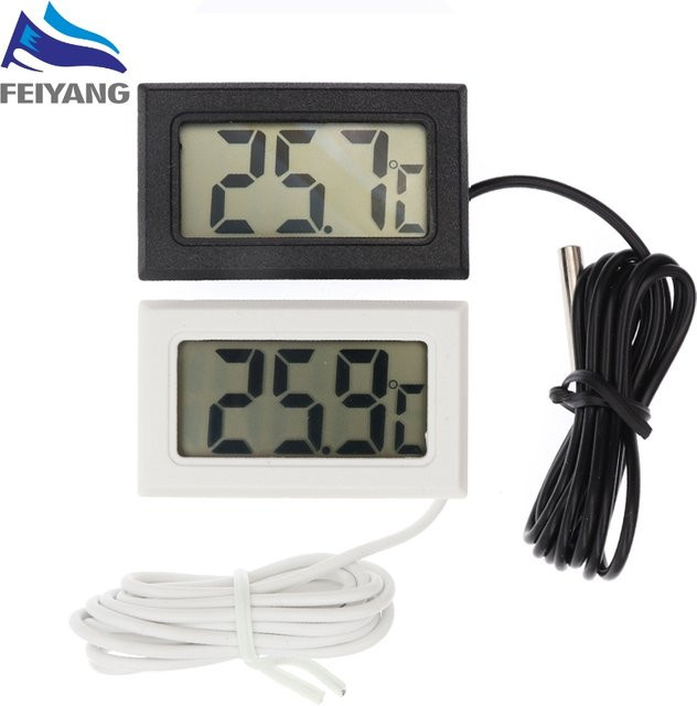 SAMIROB Mini-LCD-Digitalthermometer für Gefriertemperaturen mit wasserdichter Sonde für Innen- und Außenbereich, Schwarz - Bild 1