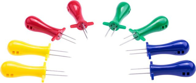 8er-Set Maiskolbenhalter aus Edelstahl in Multicolor mit 8 kleinen Spießen - Bild 1