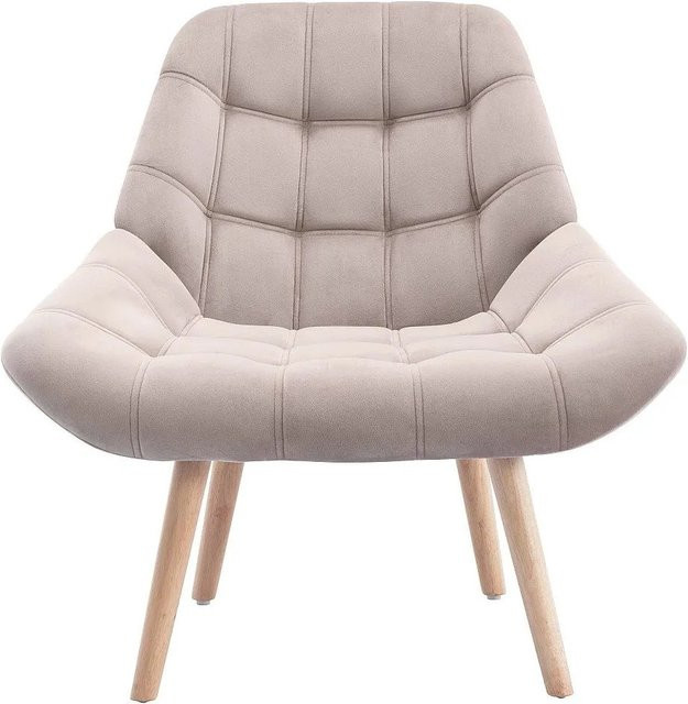 Vente-unique Sessel Luosto mit gerader Rückenlehne aus Samt in Beige, Höhe: 87 cm - Bild 1