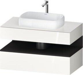 Duravit Waschtischunterschrank Qatego Wandhängend in Grau und Weiß, Glänzend, mit Nischenbereich, B/H/T: 100 x 60 x 55 cm - Bild 1