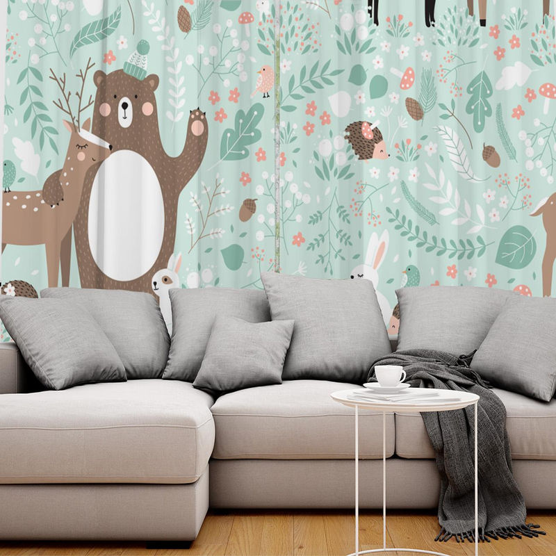 Dekorative Waldtier-Fenstergardinen für dein Wohnzimmer, halbtransparent, Schwarz, B/H: 135 x 60 cm - Bild 3