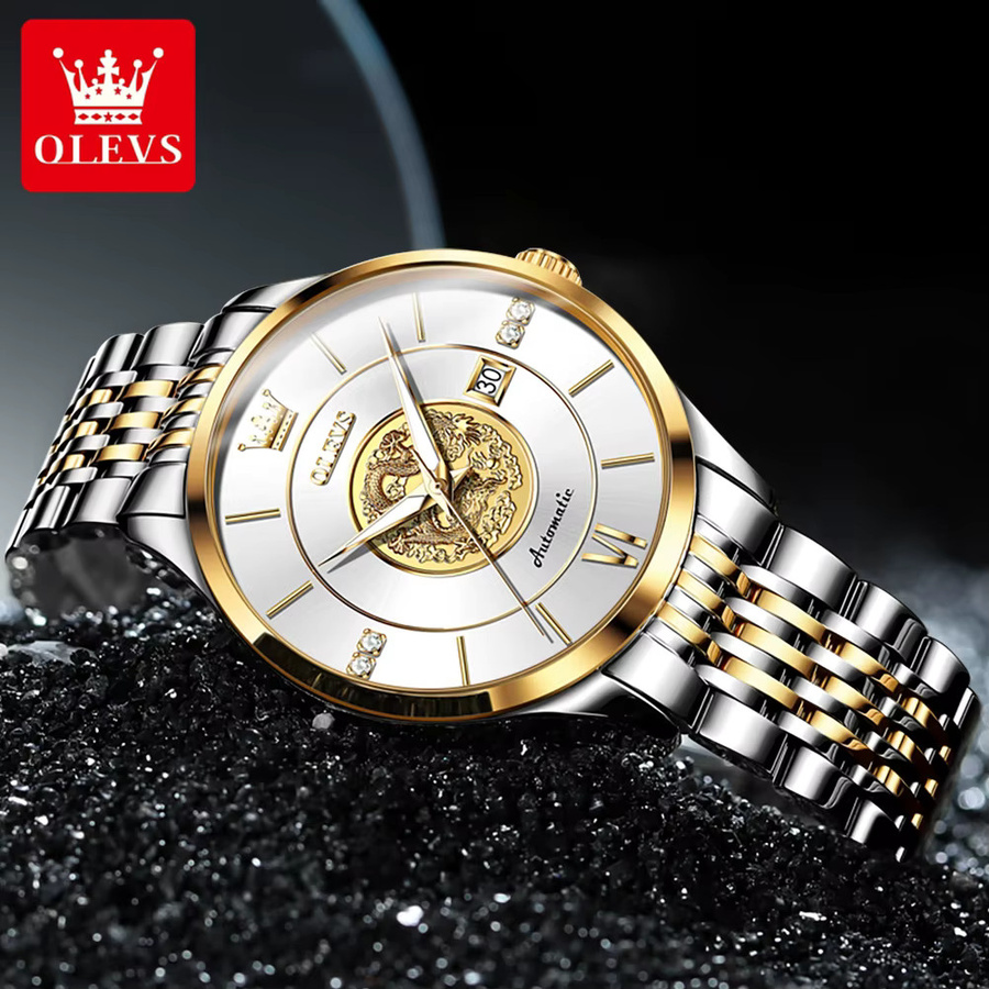 OLEVS Armbanduhr, Gold, Automatik, Edelstahl, Herren - Bild 3
