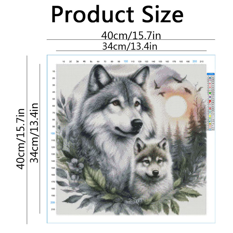 HUACAN Kreuzstich-Set Wolf Stickerei-Set für Erwachsene mit bedruckter Leinwand B/B: 30 x 30 cm - Bild 2