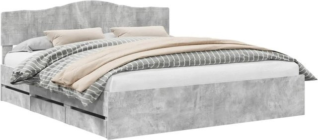 vidaXL Bettrahmen mit Kopfteil in Beton Grau aus Holz, B/T/H: 200 x 200 x 90 cm - Bild 1