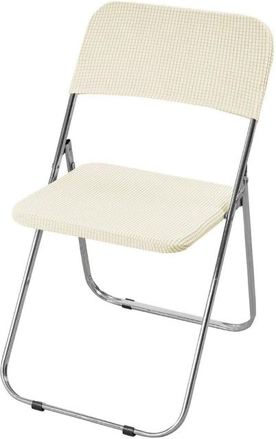 Yiran Furniture Universal Klappstuhlbezug aus elastischem Samt, rutschfest und schlichter Stil, Farbe: Weiß, B/T/H: 15 x 15 x 2 cm - Bild 1