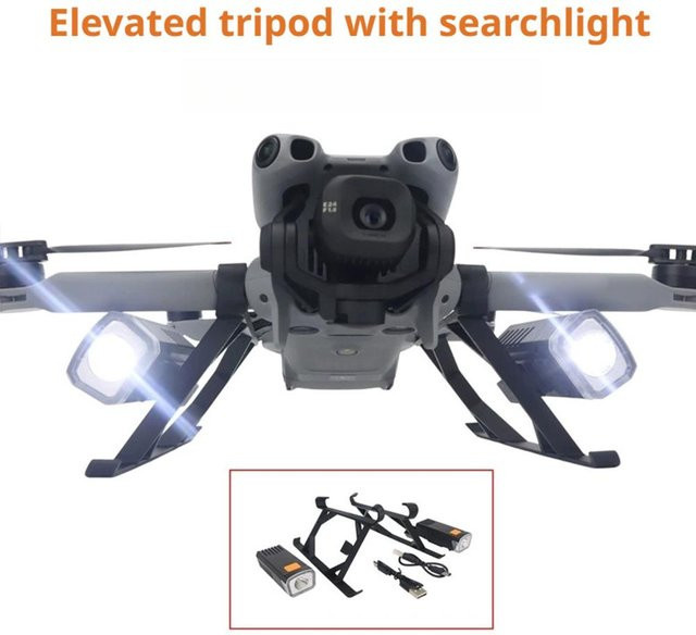 DJI Mini 5 Pro Zubehör Fahrwerk Erhöhungshalterung mit Dual-Lampen für Nachtflüge in Schwarz - Bild 1