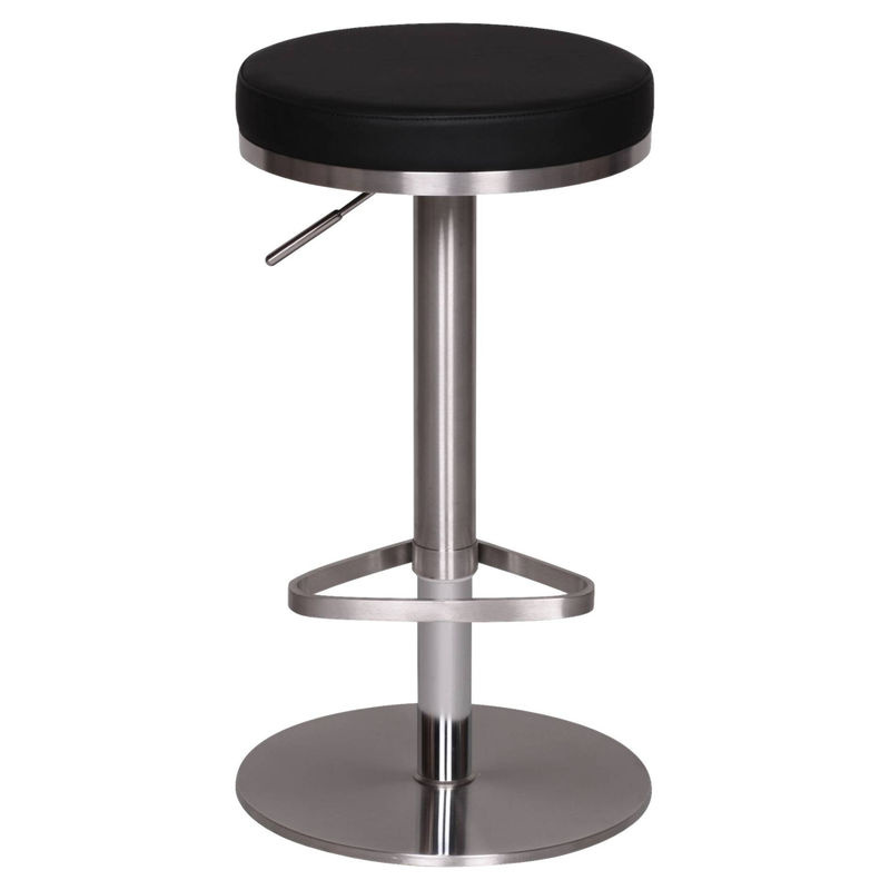 Barhocker Wohnling Durable M7 in Schwarz mit Kunstleder und gebürstetem Edelstahl - Bild 2