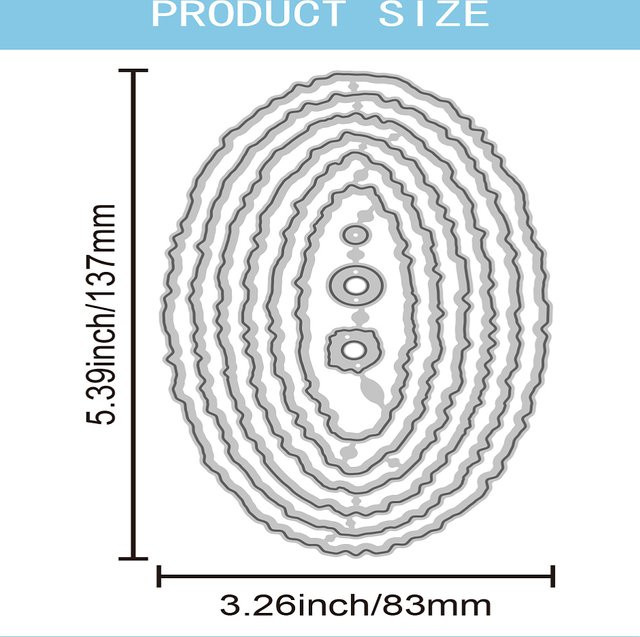 Ovales Stanzform-Set aus Kohlenstoffstahl für Scrapbooking und Fotoalben, Silber, B/H/T: 13,7 x 8,3 x 0,08 cm - Bild 1