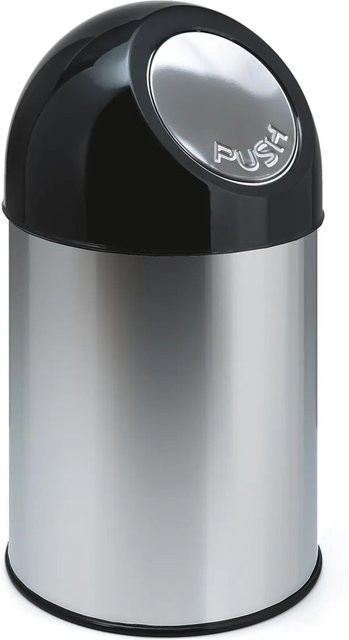 PROREGAL Klassischer Abfallbehälter mit Pushdeckel und Inneneimer aus Edelstahl in Silber, H x B x T: 56 x 31 x 31 cm - Bild 1