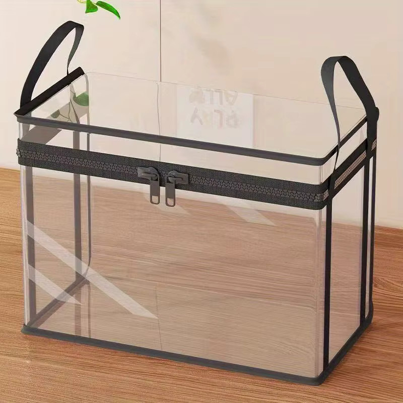 Staubdichte Buchaufbewahrungsbox mit Reißverschluss, faltbare Zeitschriften-Aufbewahrungsbox aus transparentem Kunststoff, Farbe: Weiß, B/T/H: 38,0 x 32,0 x 1,0 cm - Bild 2