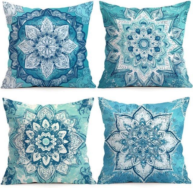 Mandala Kissenbezug von JMG Clothing in Petrol und Türkis, Boho Dekokissen aus Polyester, B/H: 45 x 45 cm - Bild 1