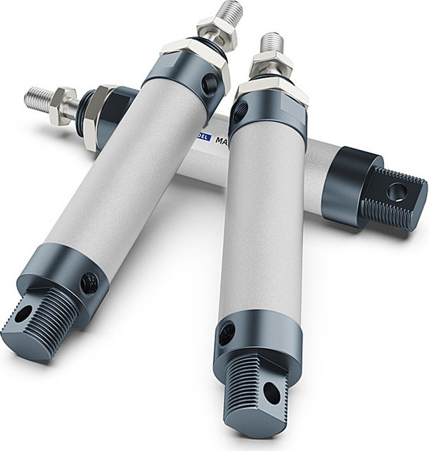MAL Mini Pneumatikzylinder aus Aluminiumlegierung in Silber, Bohrung 32 mm, doppeltwirkend - Bild 1