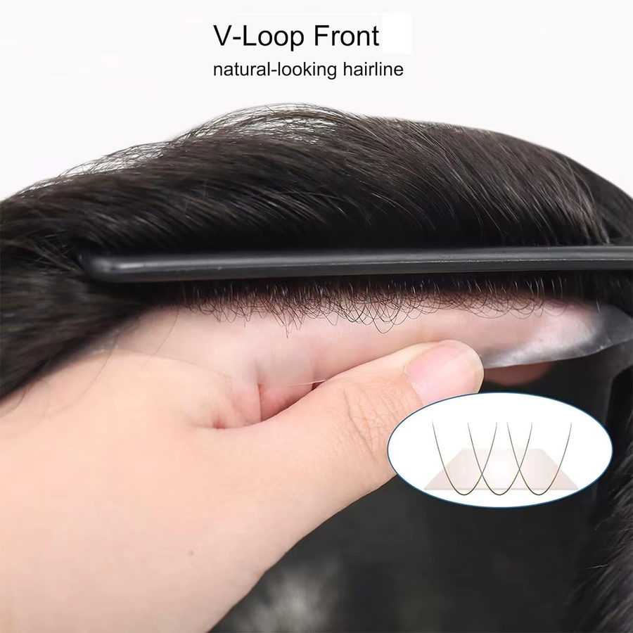 CC YOUNG Poly-Skin-Toupet für Herren, Echthaar-Haarsystem - Bild 4