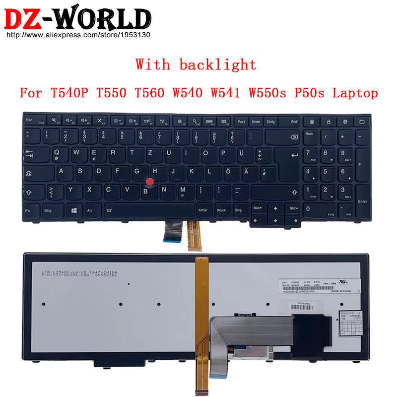 Lenovo Tastatur mit Hintergrundbeleuchtung in Schwarz für ThinkPad T540P W540 W541 T550 W550S T560 P50S L540 L560 E531 E540 DE Layout - Bild 4