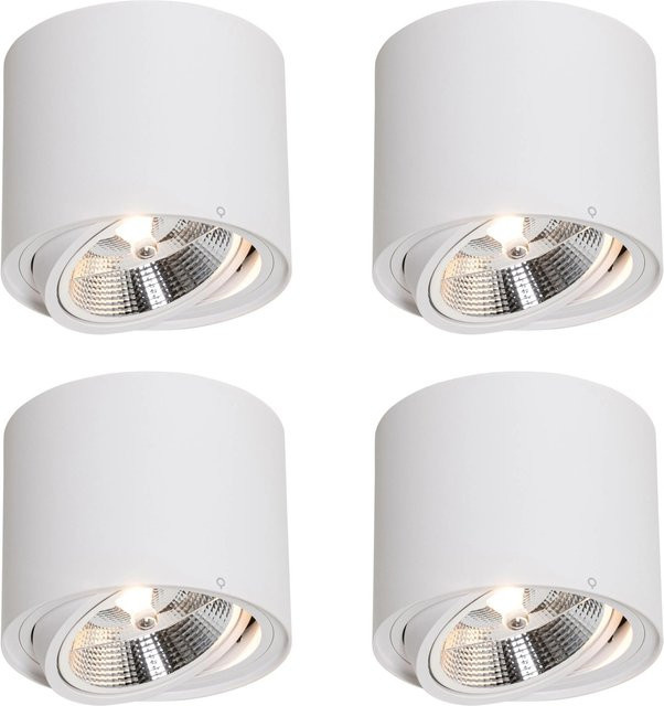 QAZQA Set mit 4 modernen Deckenstrahlern Rondoo Up in Weiß, drehbar und schwenkbar, GU10, Aluminium und Glas - Bild 1