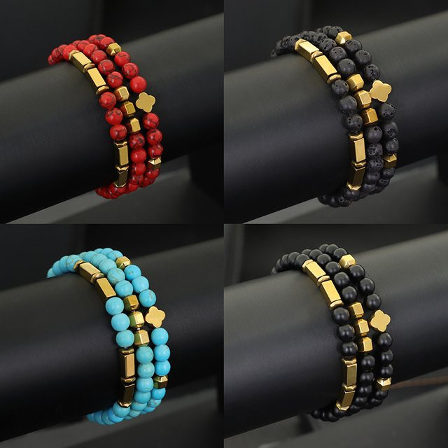 Noter Armband Set, Gold, Hämatit, Herren - Bild 1