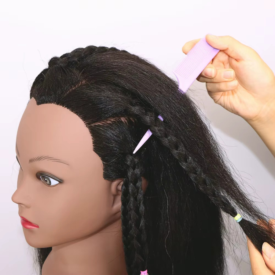 Afro Traininghead Mannequin Kopf mit Echthaar, Friseur Ausbildung Dummy - Bild 2