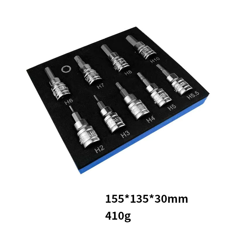 Skeyo Steckschlüssel Set mit 3/8 Zoll Antrieb, Metrisches Werkzeug-Kit mit Hex Bits und Schlagsteckschlüsseln in Silber - Bild 3