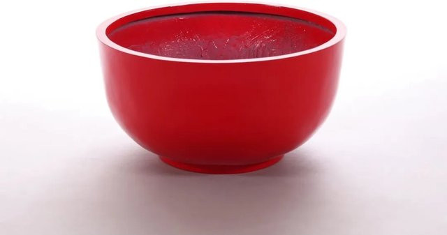 Pflanzkübel Fiberglas Schale Rund von Elegant Einrichten in Rot mit Hochglanz-Finish, Durchmesser: 50 cm, Höhe: 25 cm - Bild 1